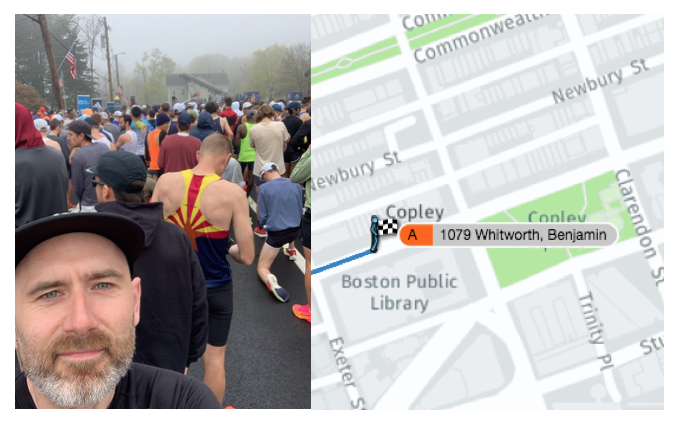 C202012's tweet photo. How it started...   How it’s going...

Congrats to Ben Whitworth for completing the 2023 Boston Marathon in stellar time!
Now go get some carbs and lots of merch!! #localtalent #GoBenGo https://t.co/iewtMD0xZF