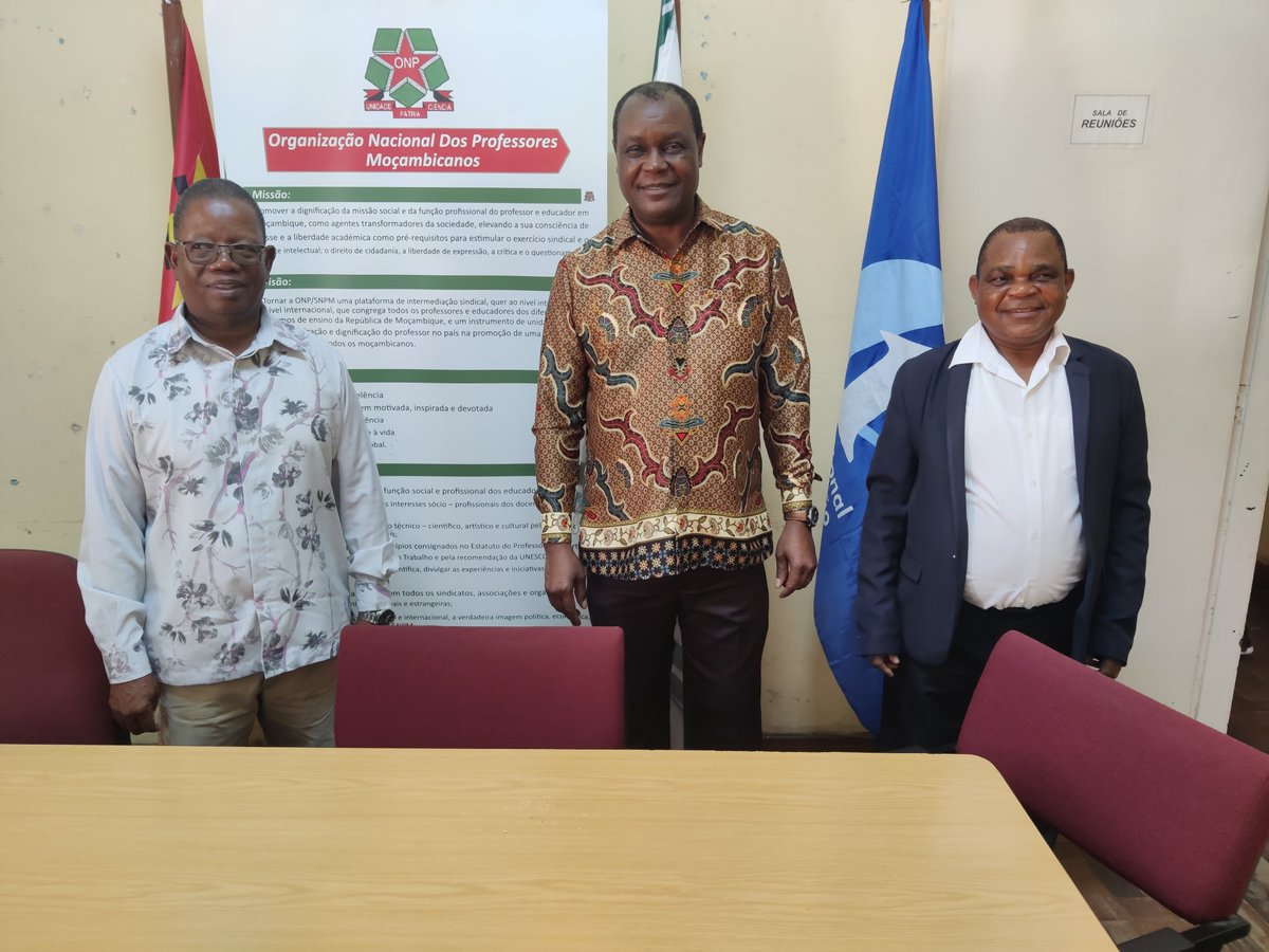 Today @EIRAFRICA met with the President, General Secretary and leadership of National Teachers Organisation of Mozambique (ONP) to discuss ways of strengthening solidarity.