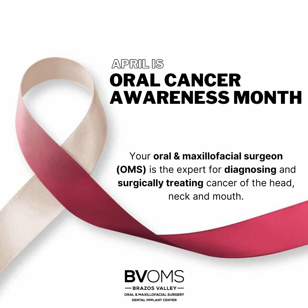 It's #OralCancerAwarenessMonth 

Your oral &amp; maxillofacial surgeons are experts in diagnosing and surgically treating cancer of the head, neck and mouth.

Learn more at myoms.org

📞: 979-764-7101