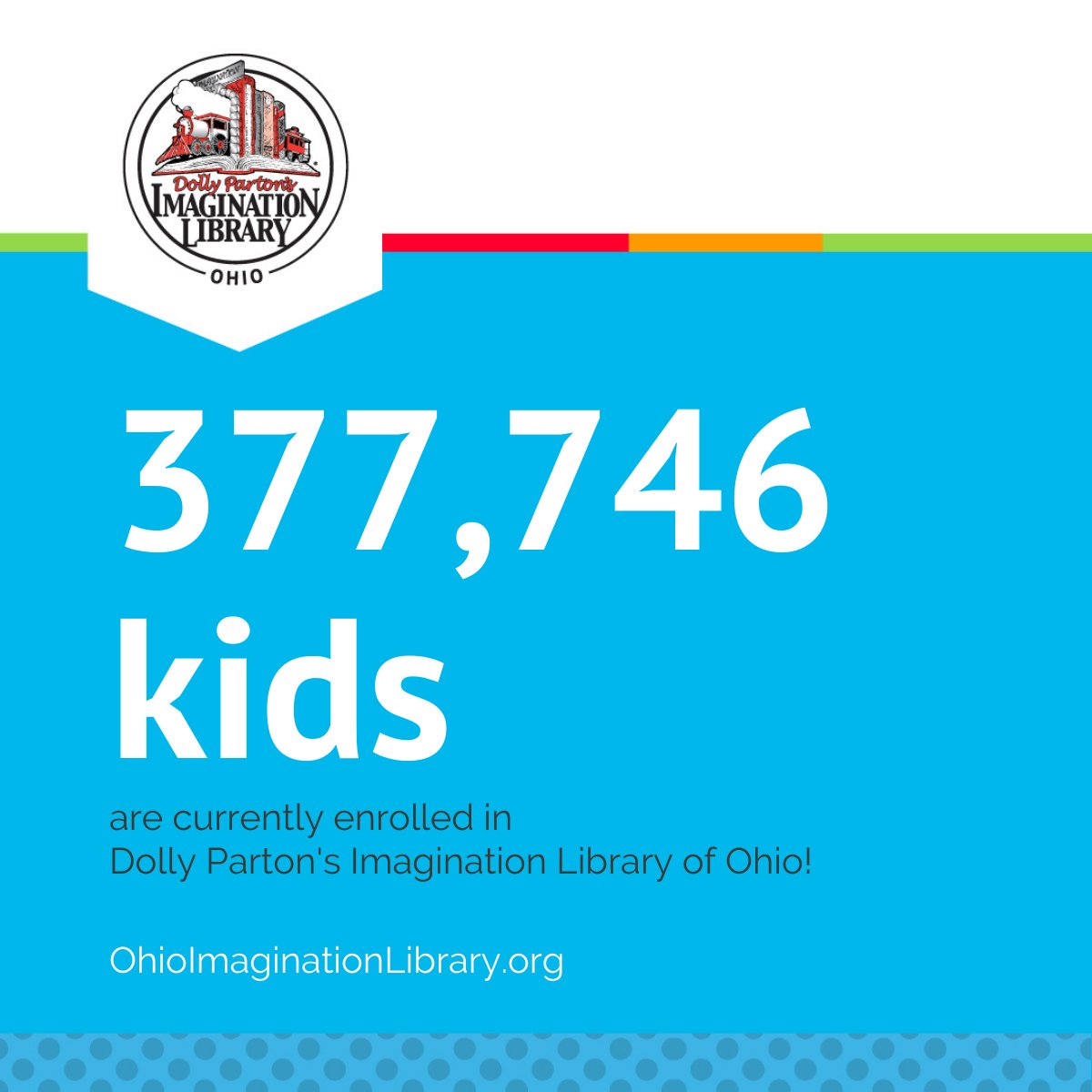 WOW! Over 52% of kids between 0-5 in Ohio will receive their free book in the mail this month📗✨
