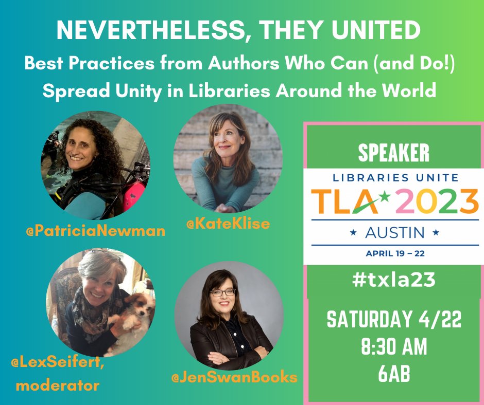 Do not miss this session Saturday morning @txla23. You'll meet award winning authors and leave with lots of ideas for your library program. <a href="/PermaBoundBooks/">Perma-Bound Books</a> <a href="/debramarshall/">debramarshall</a>