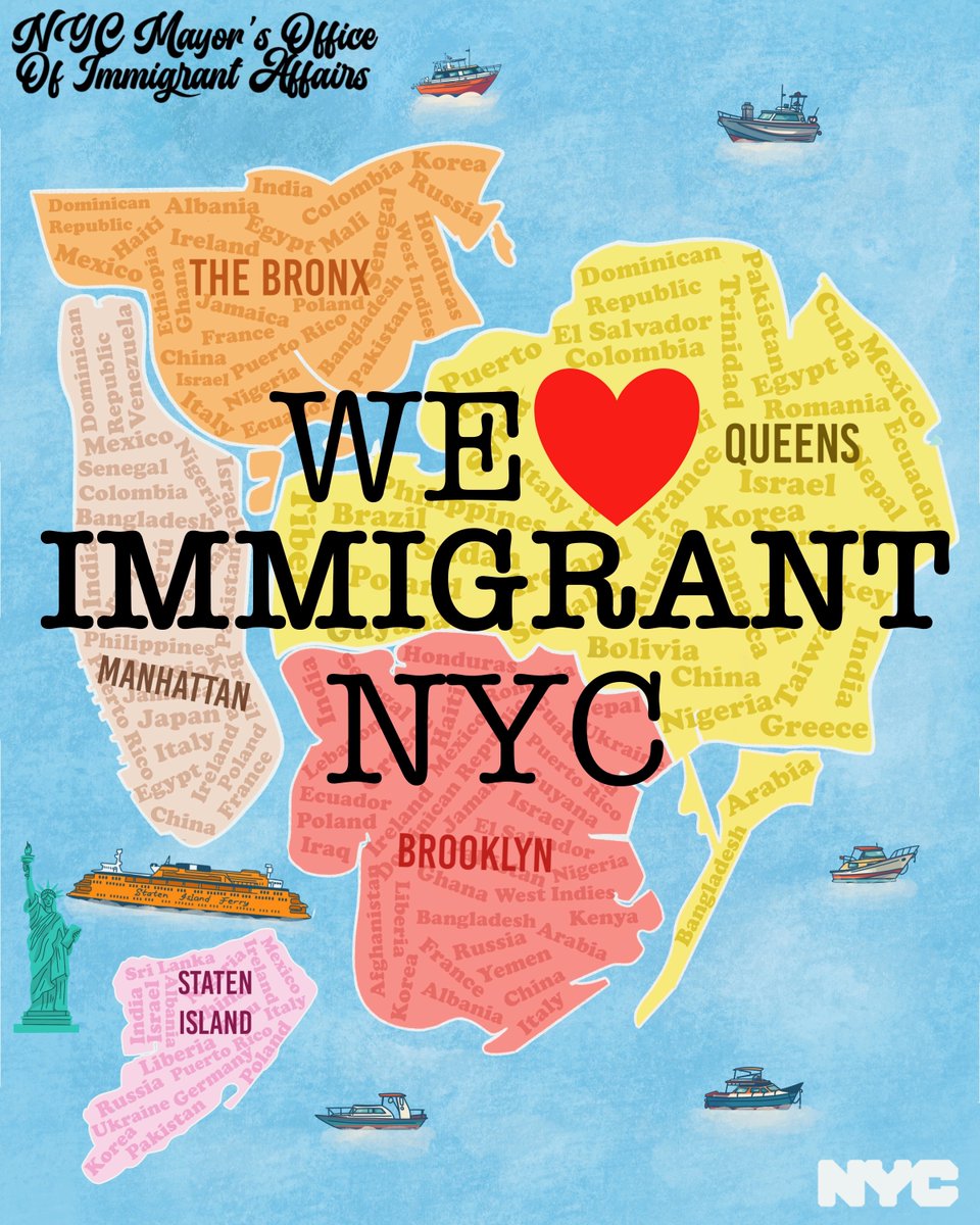 Happy #ImmigrantHeritageWeek, NYC! 

This city was and is built by generations of immigrants from across the world, and this week we celebrate them all.

Attend an event and learn about the cultures that make NYC great: NYC.Gov/immigrantherit…