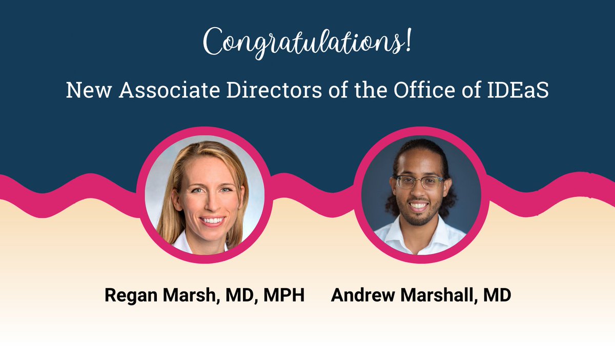 We are pleased to share that Drs Regan Marsh and Andrew Marshall have been appointed new Associate Directors of the Office of IDEaS! #emergencymedicine #DiversityandInclusion <a href="/IDEaS_Office/">Office of IDEaS</a> <a href="/drewskiMD/">Andrew Marshall</a> <a href="/ReganHMarsh/">Regan Marsh, MD MPH</a>