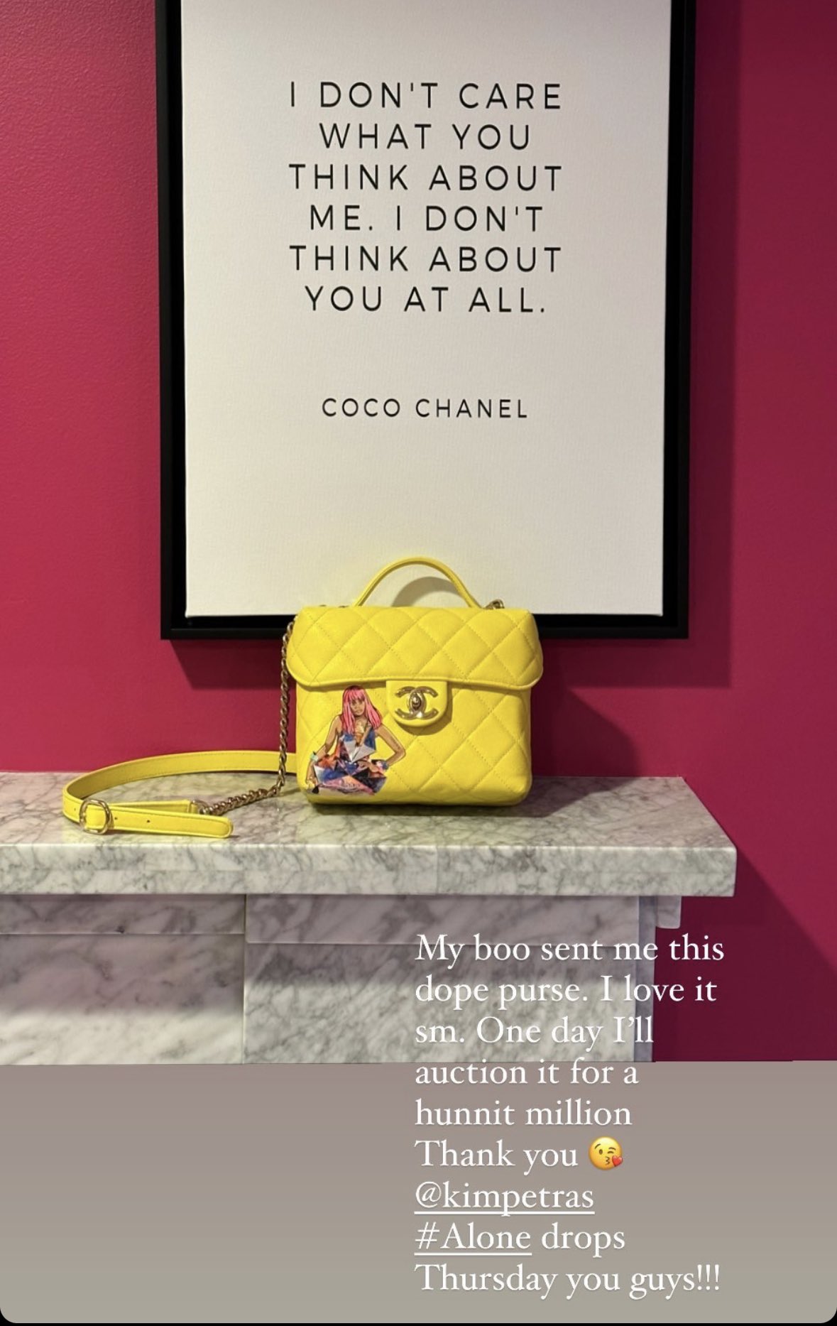 Minaj's Corner on X: Kim Petras sent Nicki Minaj a custom Chanel Purse in  celebration of Alone releasing friday!  / X