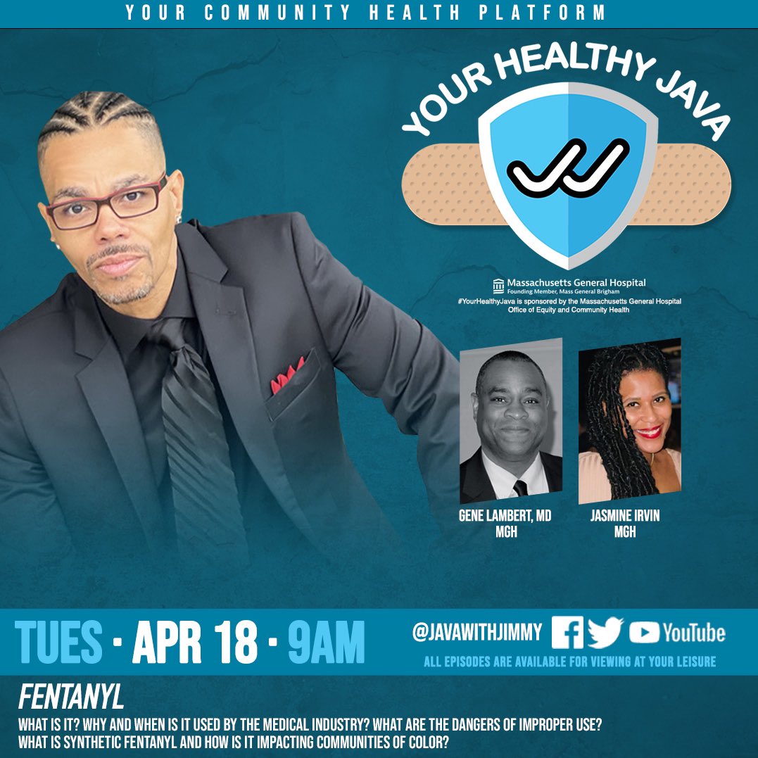 javawithJimmy's tweet image. For tomorrow’s #YourHealthyJava we’re discussing #Fentanyl 

What is it?
What is the intended medical use?
What are the dangers of misuse?
What is synthetic fentanyl and how is it impacting communities of color? 

@MGHEquity @HealthyBoston