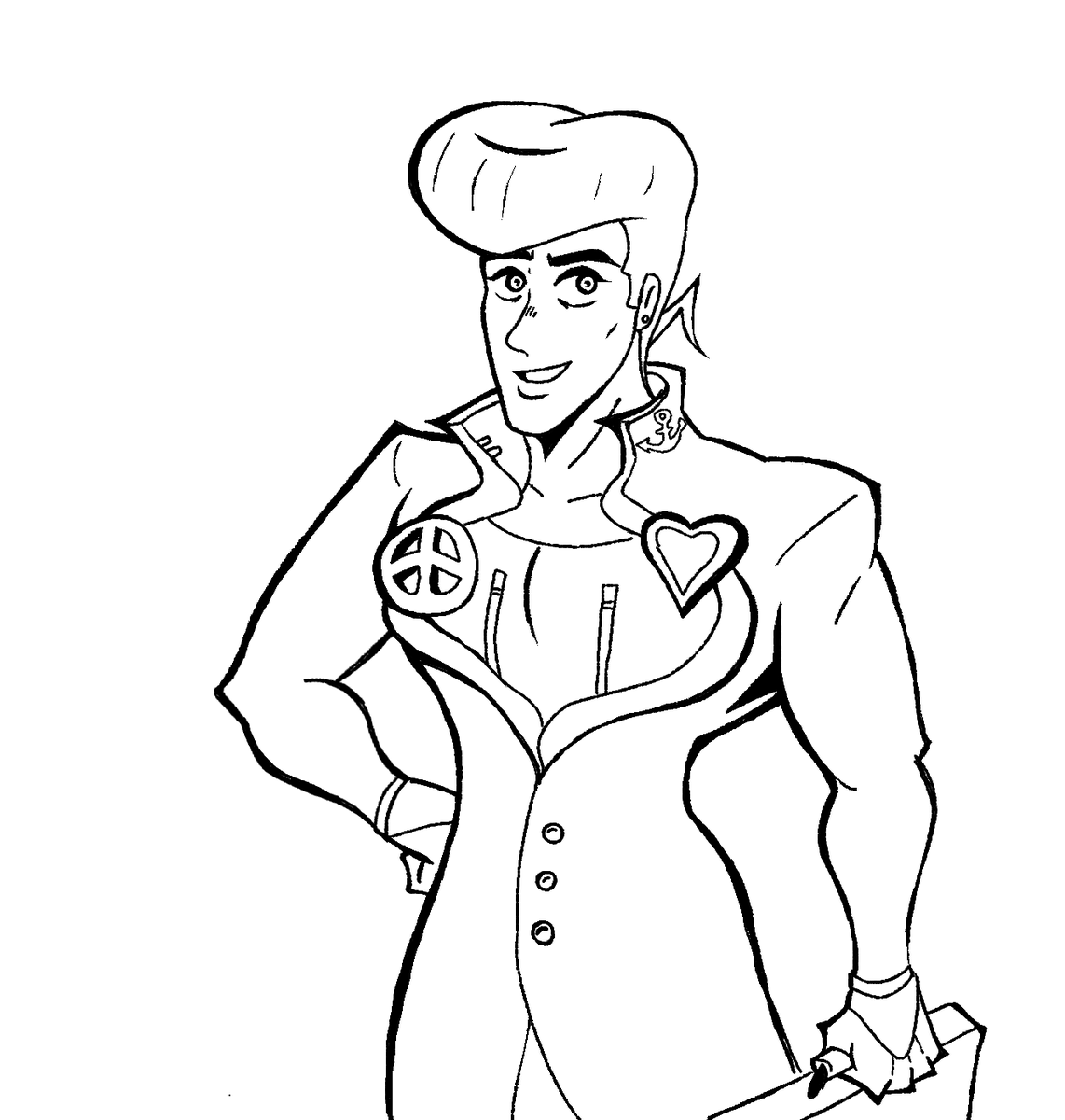 This doddle originated from a dynamic that my gf suggested. I was trying to get out from an art block. 
Josuke Higashikata, from Jojo's Bizarre Adventure. 

#jojo_anime #JoJosBizarreAdventure #fanart #digitalart