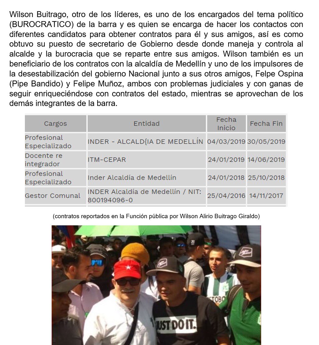 Laurita Candelo (@lauritacandelo) on Twitter photo Andrés Felipe Muñoz, <a href="/pipe3dc/">Andrés Felipe Muñoz</a> líder de los del sur, también ya tuvo contrato con la alcaldía y “asesoraron” en una exposición de fotografías en las afueras del estadio, entre otros grandes contratos obtenidos para él y sus amigos. Andrés Felipe Muñoz, <a href="/pipe3dc/">Andrés Felipe Muñoz</a> líder de los del sur, también ya tuvo contrato con la alcaldía y “asesoraron” en una exposición de fotografías en las afueras del estadio, entre otros grandes contratos obtenidos para él y sus amigos.