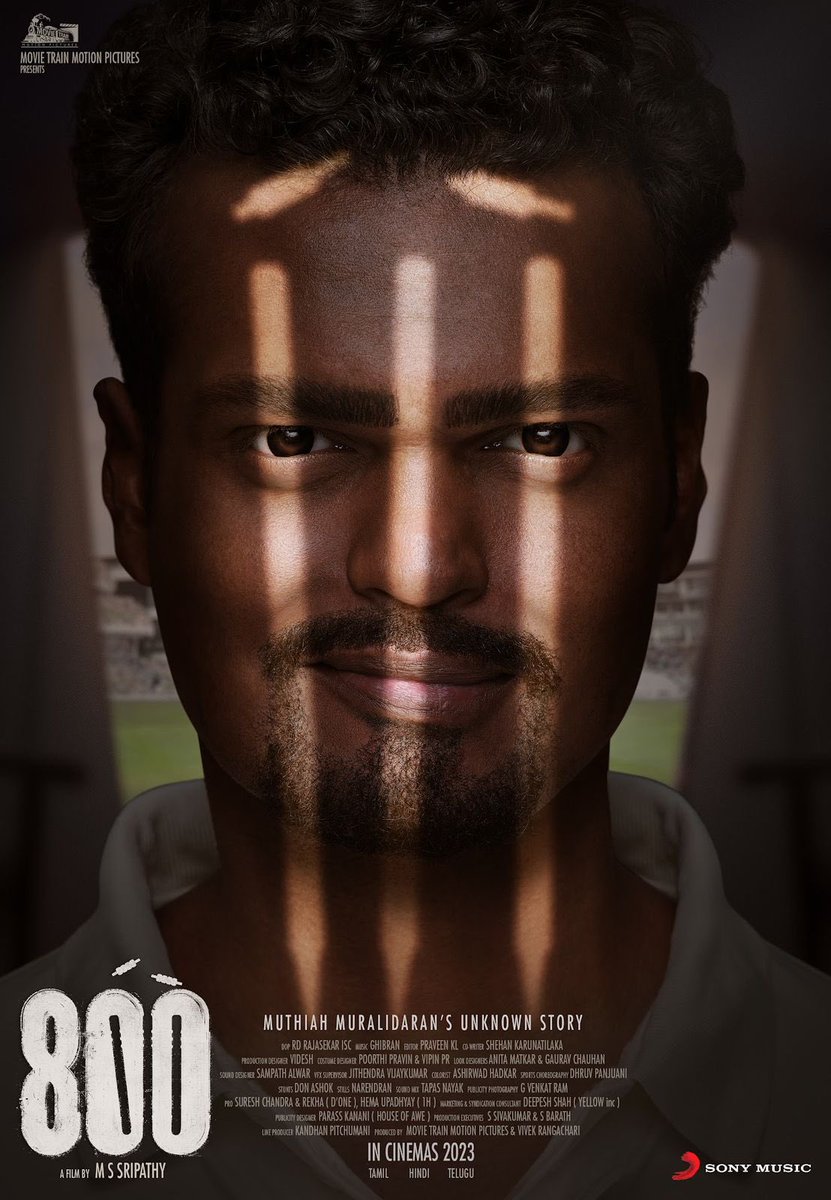 kayaldevaraj's tweet photo. The untold story of #MuthiahMuralidaran 🏏🔥
#MadhurrMittal #MSSripathy @GhibranOfficial @Mahima_Nambiar
@RDRajasekar @Cinemainmygenes @MovieTrainMP
@VivekRangachari
#800TheMovie #800MotionPoster https://t.co/6VCOL0CxSk