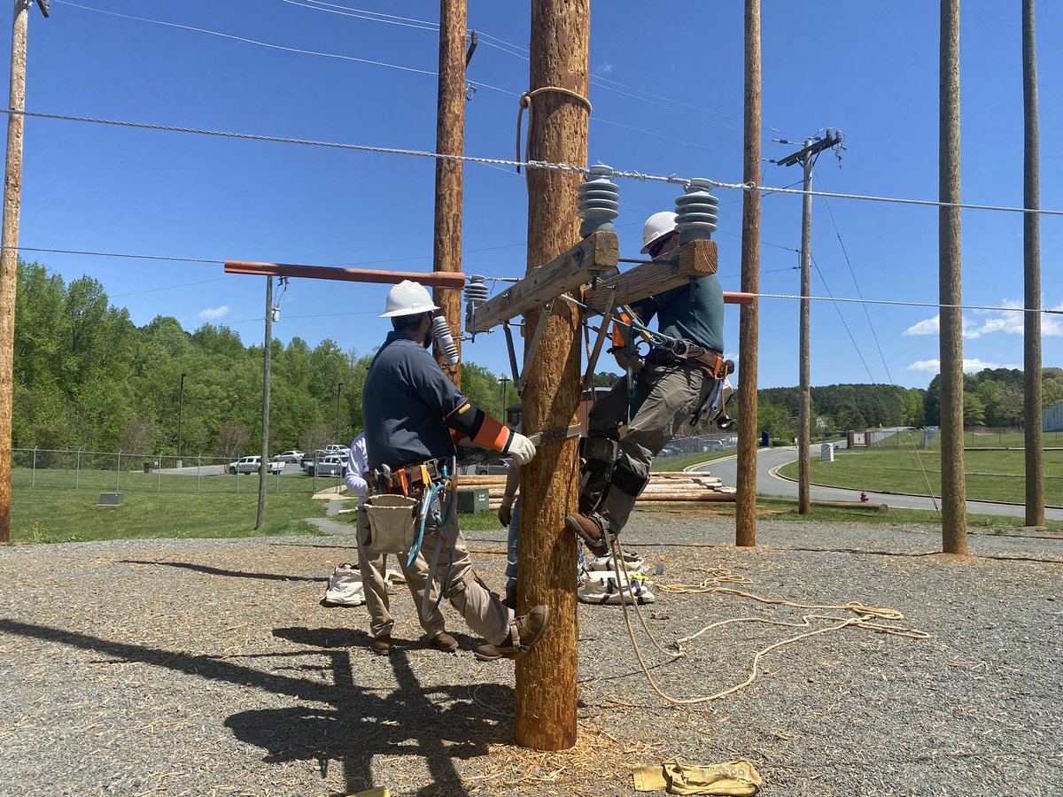 Krystal_Tyndall's tweet image. MAHS students were able to experience first hand the experiences of 11 week Lineman Academy school through Forsyth Tech in King! #workforceready @MACS_CTE  #opportunityawaits