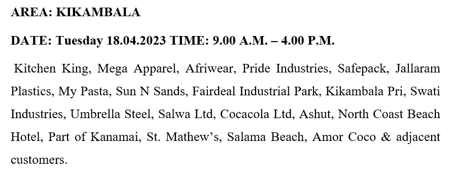 Hello. The following areas will be affected by planned maintenance tomorrow 18.04.2023 ^CK