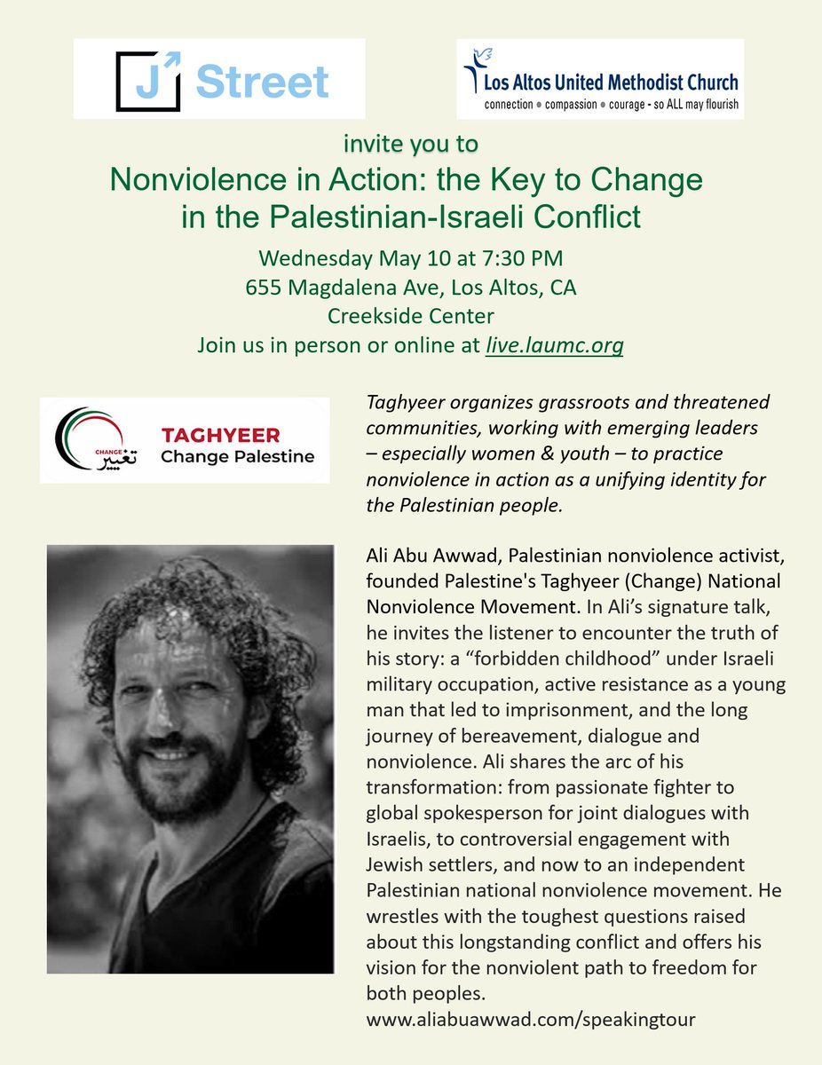 RodSinks's tweet image. Please join us to hear from a leading voice for change in the Palestinian-Israeli conflict, Ali Abu Awwad, who is currently touring the United States and will join us in person.