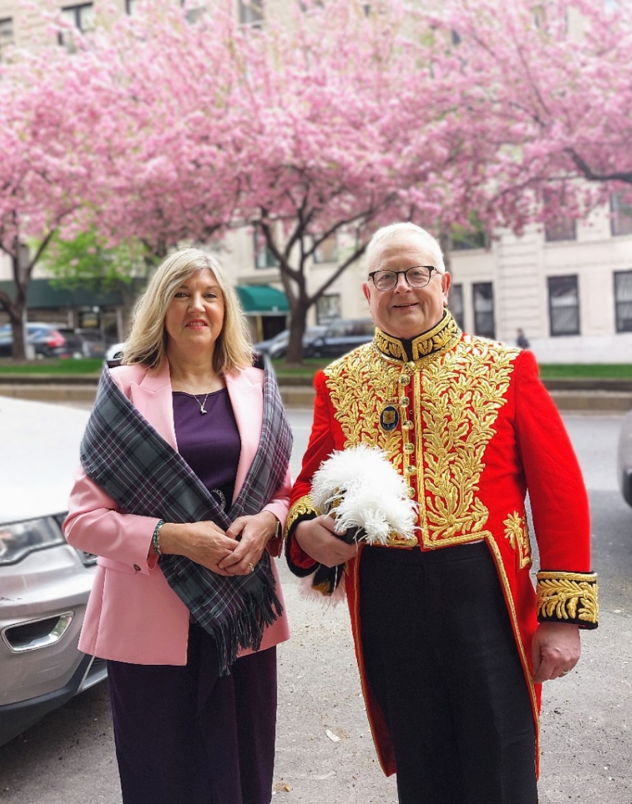 LyonCourt's tweet image. The Presiding Officer and the Lord Lyon preparing to join the Tartan Day Parade in New York. @nyctartanweek
