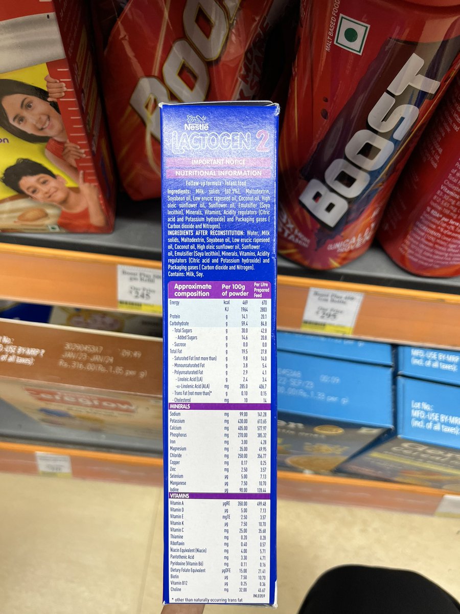vipul19's tweet photo. Nestle Lactogen formula is for babies 6 months and above.

Rooh-Afza - India’s favourite drink has over 100grams sugar per 100ml. I can’t make the sense of it unless this is about volume . 

#Bournvita #Stopsugar #Sugar #fssai  #India #Diabetes https://t.co/uyGcGsFkFF