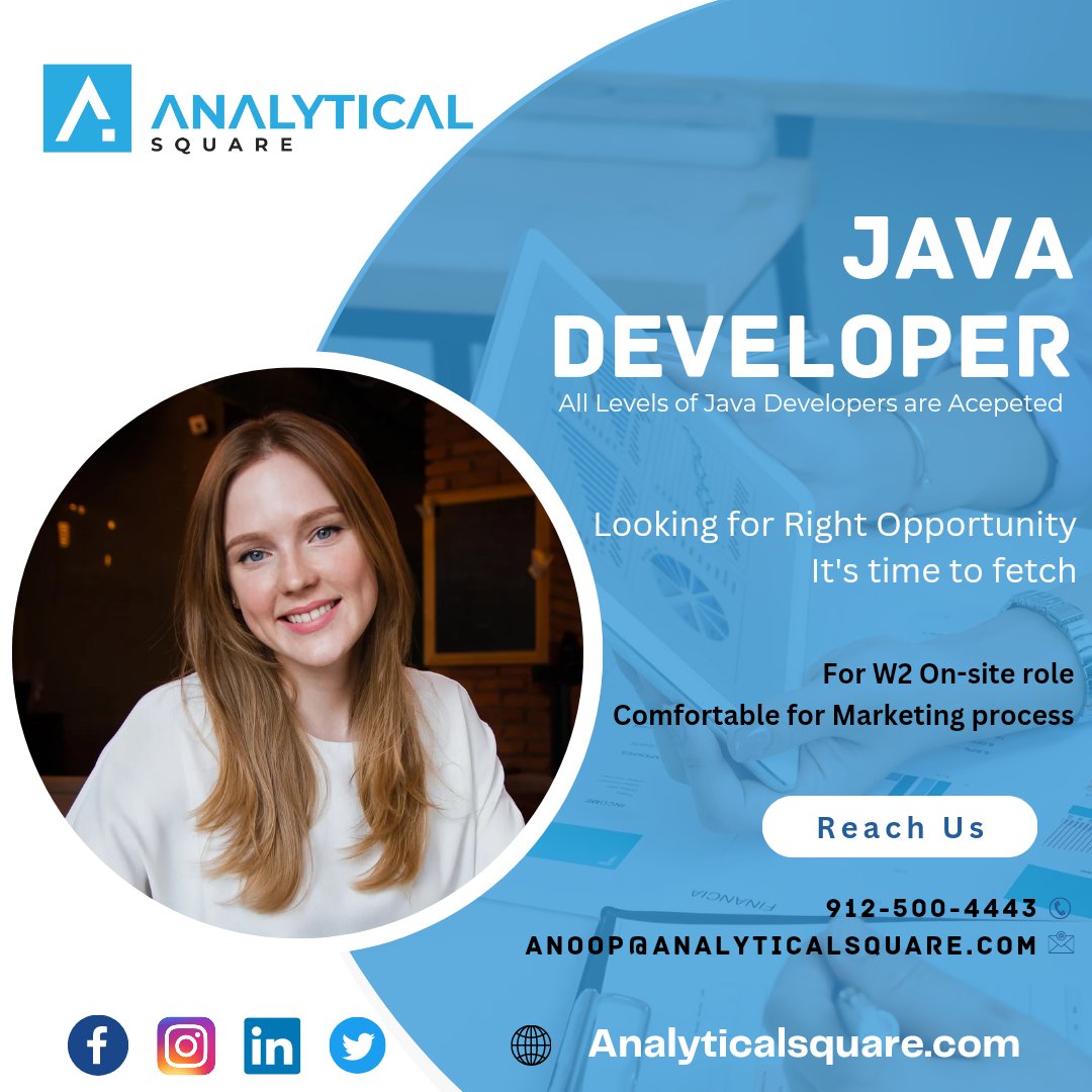 Hello 
Hope you are doing great!
if you want to apply for the below role:
Position: Java Developer
Location: On site / Hybrid (All Locations across Us) 
Type: Long Term

#javadeveloper #javadevelopers #java #usaitjobs #usajobs #usajobsearch #opt #cpt #h1bvisa #h1btransfer #gcead