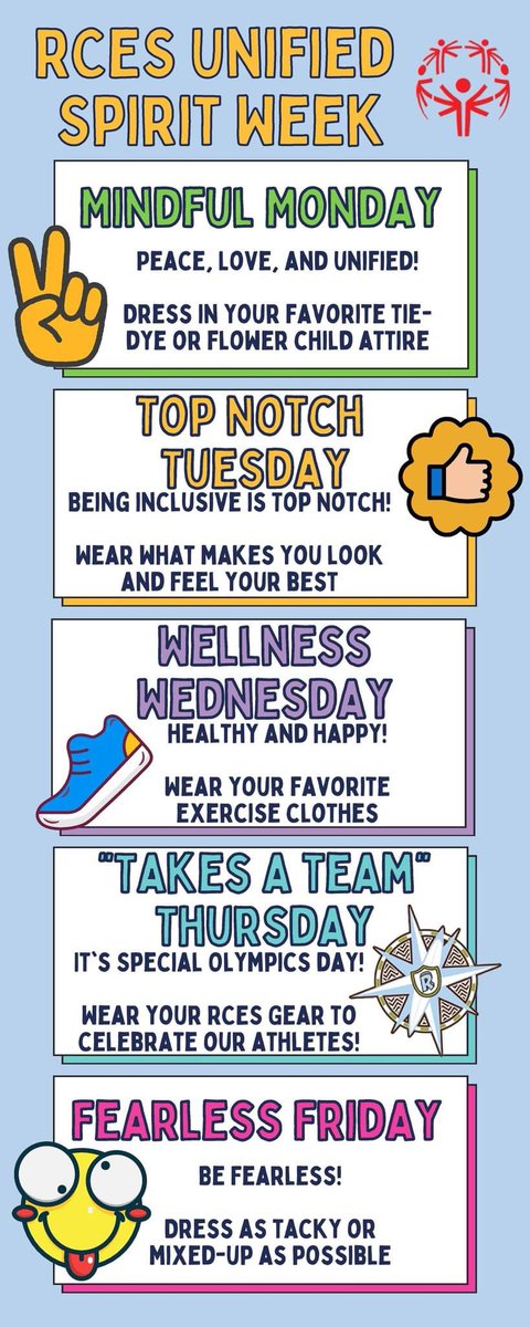 This week is ALL about being inclusive at <a href="/RCESLex1/">Rocky Creek Elem.</a> !! 

Today we were all about Peace, Love and Unity.

Show your commitment to #ChooseToInclude by dressing up every day and bringing you spirit to our send-off Thursday morning. 

#RangerStrong #unifiedsc #unifiedspiritweek