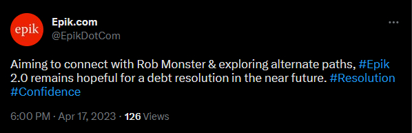 Hi @Epikdotcom and <a href="/Brianmroyce/">Brian Royce</a>. You blocked me, so I will just copy your tweet and paste it below.

First you pretend <a href="/robmonster/">Rob Monster</a> had nothing to do with Epik, then you threatened to sue him...now you want to make friends?

You defrauded customers. Time to face the consequences.