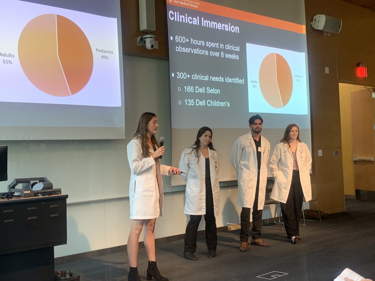 doc_tmp's tweet photo. Totally captivated by the presentation from these Cockrell School of Engineering graduate students on their design project to meet a clinical need at the end of their clinical immersion experience. https://t.co/oTcQAJZOSN