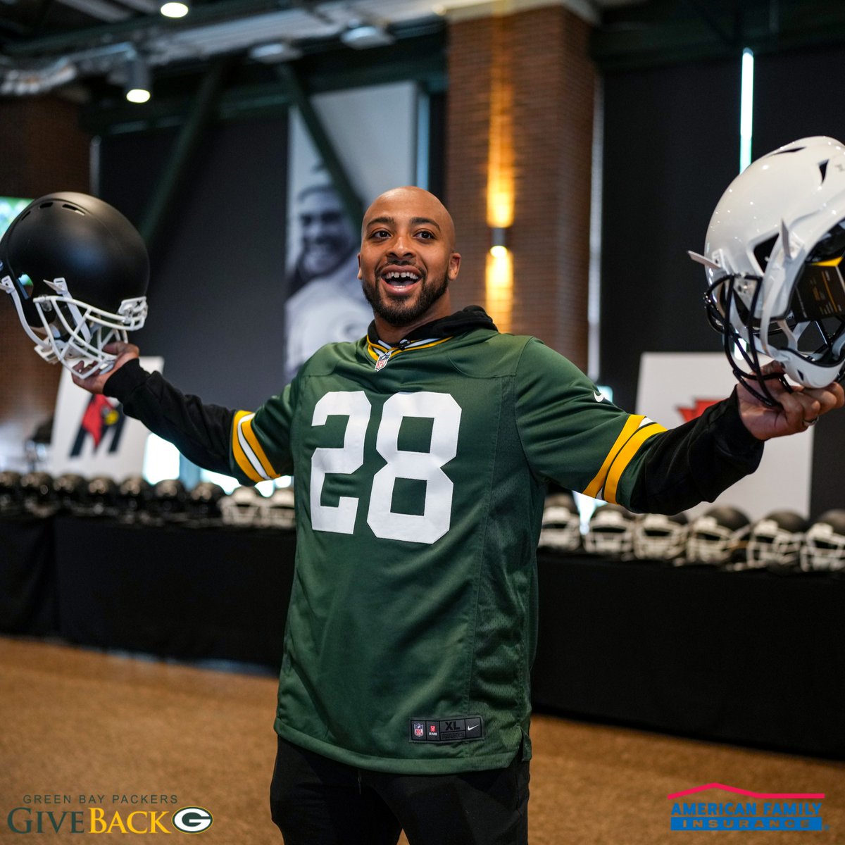 packers's tweet photo. SURPRISE!

Three Wisconsin high school football teams received new @XenithFootball helmets today as part of the #Packers Helmet Give Back Program, in partnership with @amfam!

Check out the unveiling with @ajdillon7 📸: https://t.co/cWpBkBFohL

#PackersGiveBack | #GoPackGo