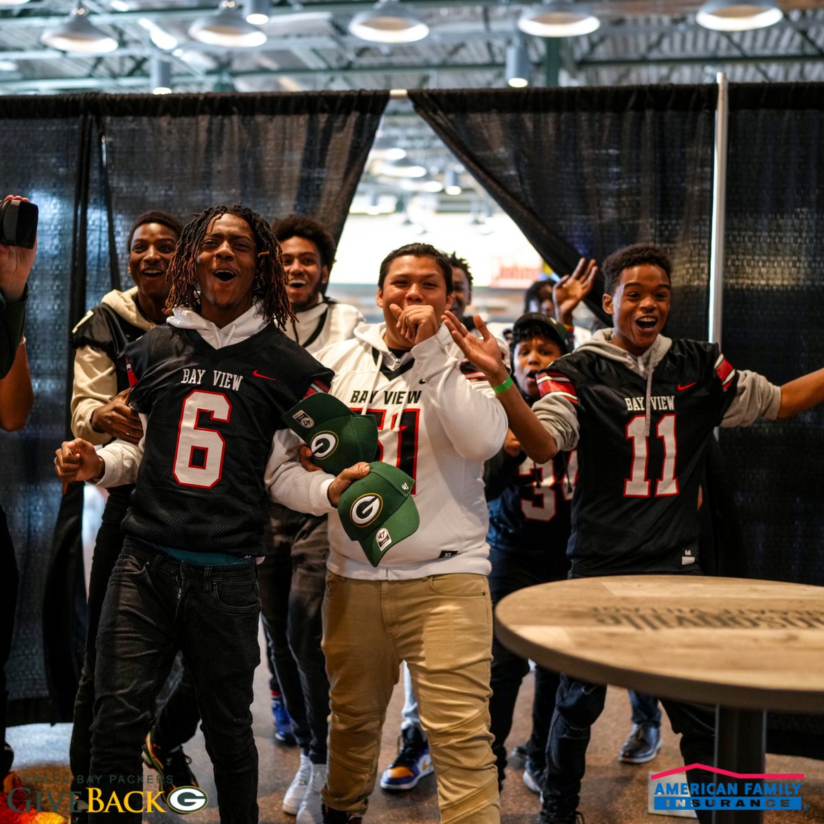 packers's tweet photo. SURPRISE!

Three Wisconsin high school football teams received new @XenithFootball helmets today as part of the #Packers Helmet Give Back Program, in partnership with @amfam!

Check out the unveiling with @ajdillon7 📸: https://t.co/cWpBkBFohL

#PackersGiveBack | #GoPackGo