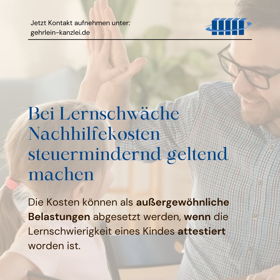 KanzleiGehrlein's tweet photo. Jetzt Kontakt aufnehmen unter: https://t.co/742clwEhmO
#gehrleinukollegen #steuerrecht #kosten #lernschwäche #kinder #steuermindernd #geltend #machen #nachhilfe #absetzung https://t.co/0e1pvS5kk3