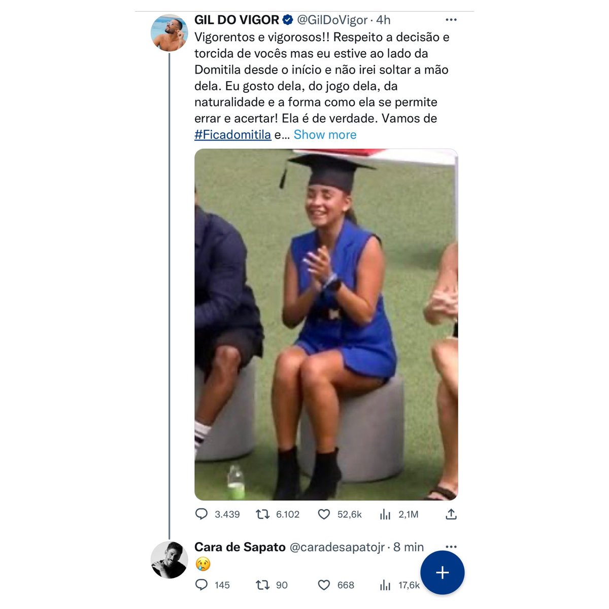 ZAMENZA's tweet photo. O expulso do #BBB23 e atualmente investigado por importunação sexual está triste com o Gil do Vigor. https://t.co/wdT00vXXWm