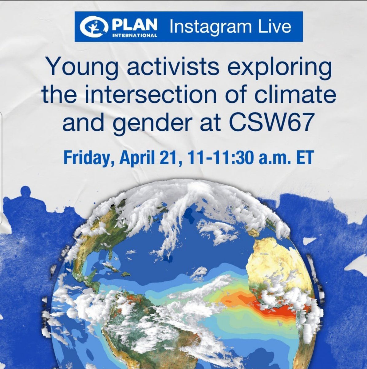 hiqmat_sungdeme's tweet photo. Join us for an insightful Instagram Live event as we explore the intersection of climate and gender at #CSW67! As a gender,climate change, & digital rights advocate, I'm honoured to be a panelist alongside two other youth advocates from @PlanUSA. #ClimateAndGender #CSW67 #Youth https://t.co/Bs80pzEBWf