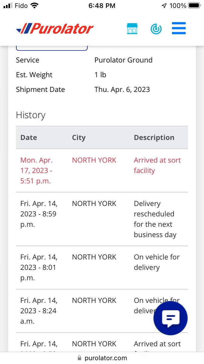 MCWPhoto's tweet photo. @PurolatorInc you found it! It may make it here by 9pm. https://t.co/ESxPJxi7VZ