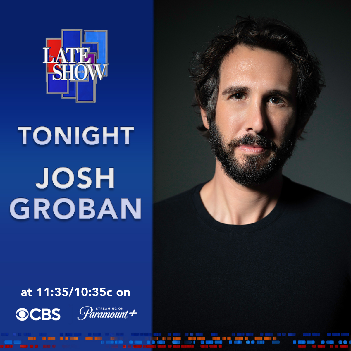 colbertlateshow's tweet photo. TONIGHT on #Colbert:

The barber of Fleet Street, @SweeneyToddBway’s @joshgroban, is here!

@thesherylralph also joins us to chat about @AbbottElemABC.

Catch it all at 11:35/10:35 on @CBS and @paramountplus! https://t.co/qNnsSQBhWx