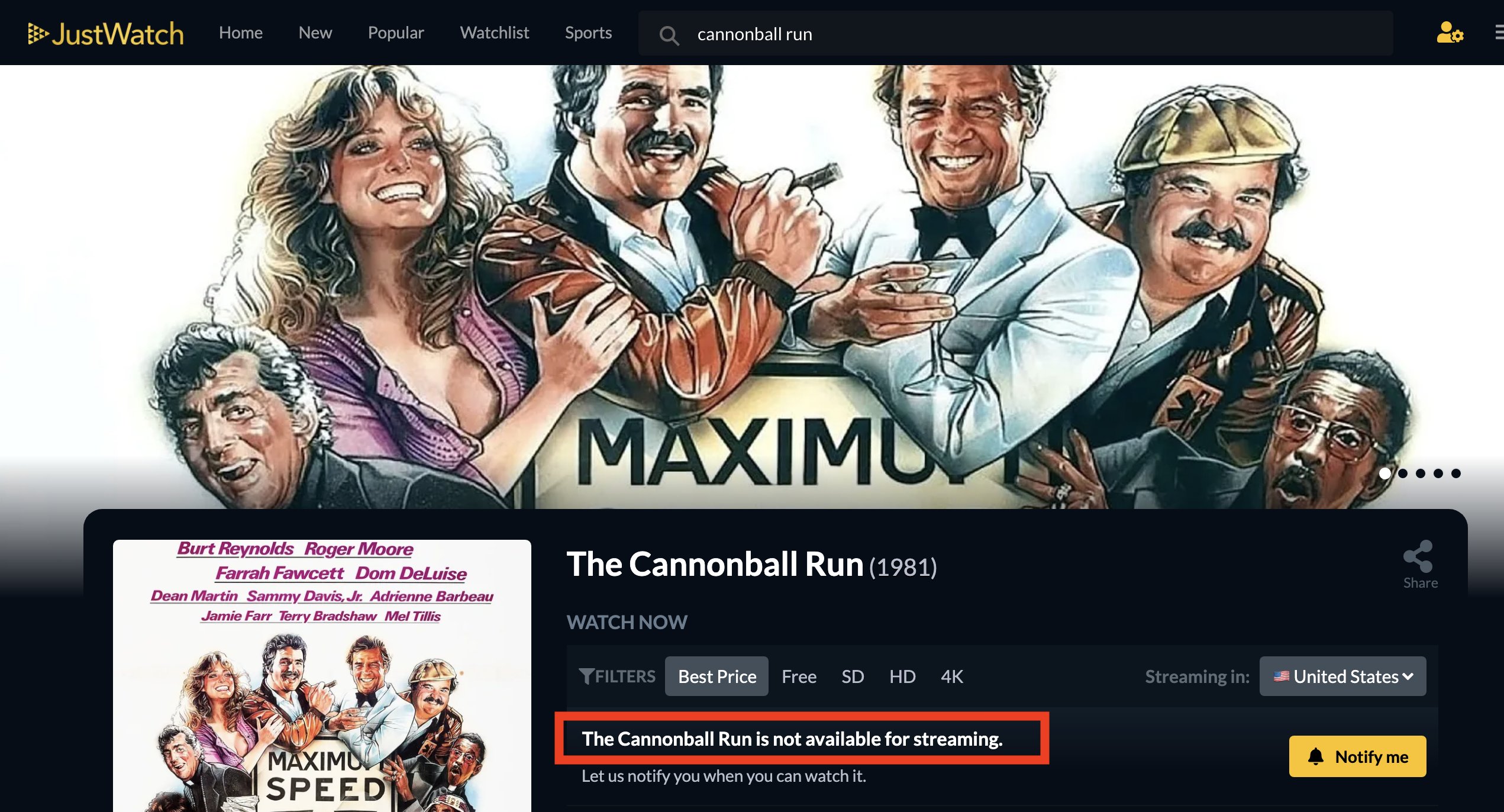 Cannonball run streaming sale