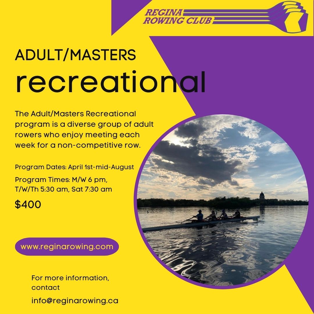RowRegina's tweet photo. If you have taken a Learn to Row program, or are an adult rower looking to get back on the water check out our Adult/Masters Recreational Program.  To register visit https://t.co/P8M0sRIq6q  For more information contact info@reginarowing.ca https://t.co/1eBv4vxlWX