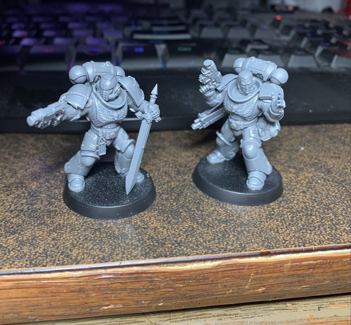 Djmaclure's tweet photo. Day #534 of the hobby streak and I built two more Dark Angels intercessors sergeants. The one that will is not donning his helm will be for a squad that will be crewed in an Impulsor. #hobbystreak #darkangles #Warhammer40K https://t.co/NURVICCSNu
