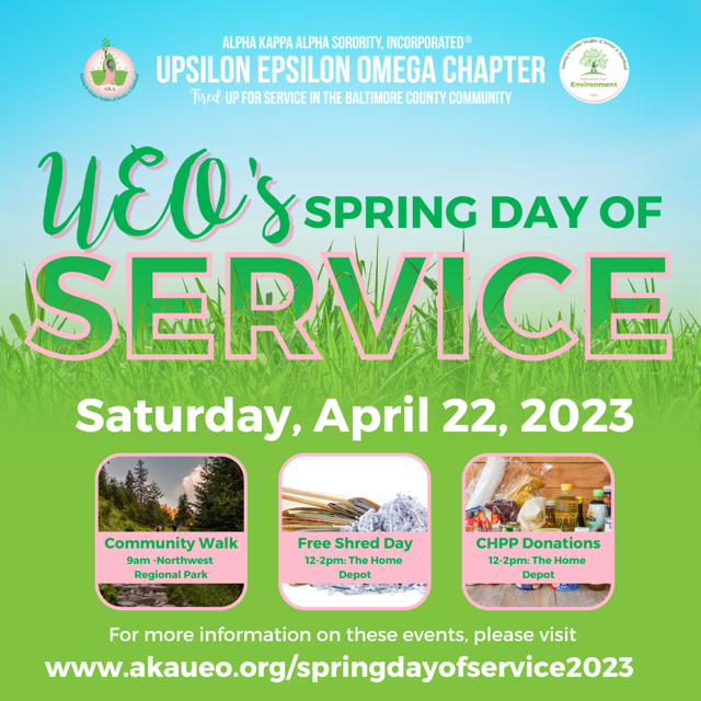 AKA_UEO's tweet photo. Join Upsilon Epsilon Omega as we get fired up for service in Baltimore County with a series of events hosted throughout our community on Saturday, April 22nd. https://t.co/VmnHhQMErA
