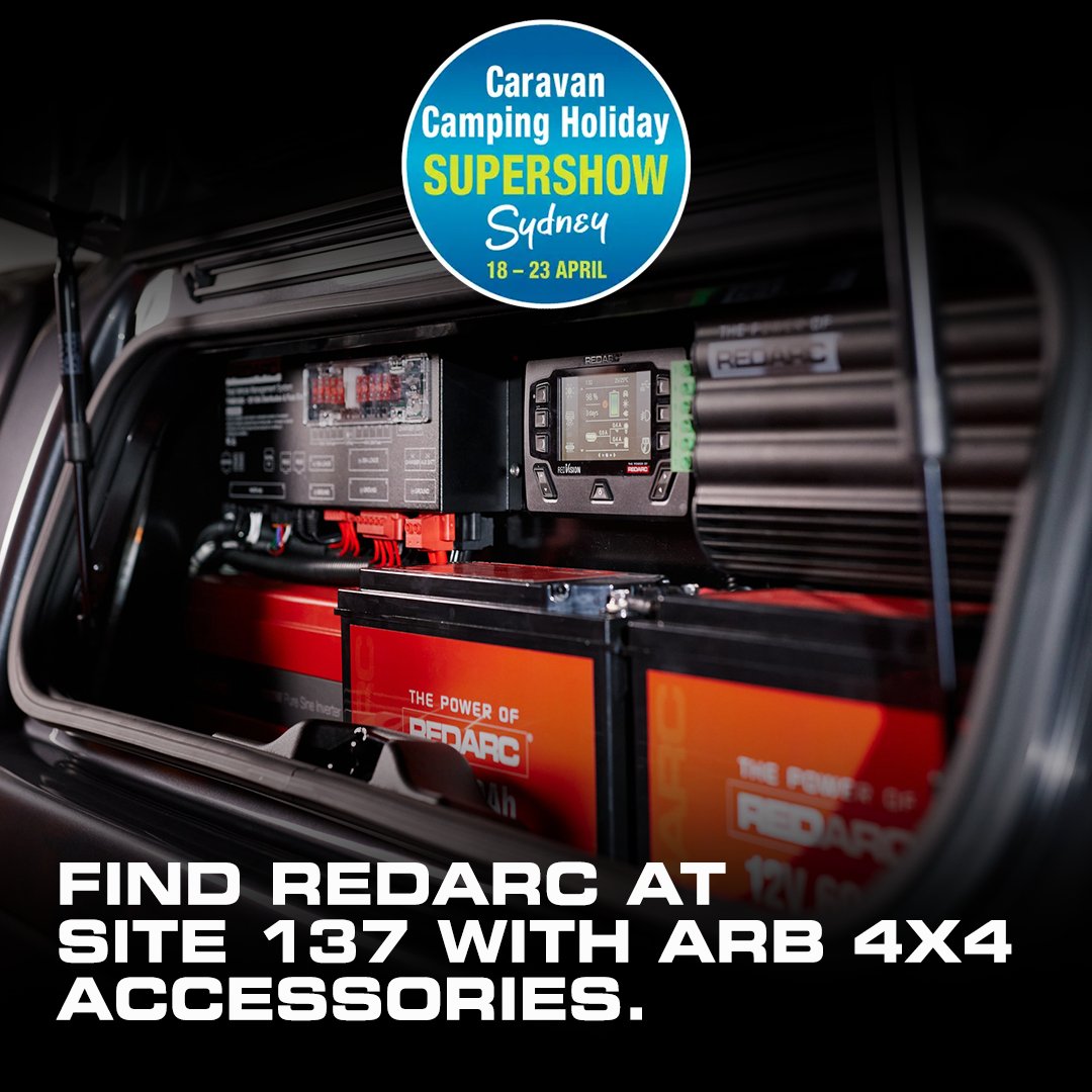 redarc_AUS's tweet image. Kicking off today, #REDARC are excited to be back at the Caravan Camping Holiday Supershow in #Sydney! With all the latest innovations in portable, off-grid #power and towing safety, come and find the team at site 137 with @ARB4x4, ready to help with any questions.