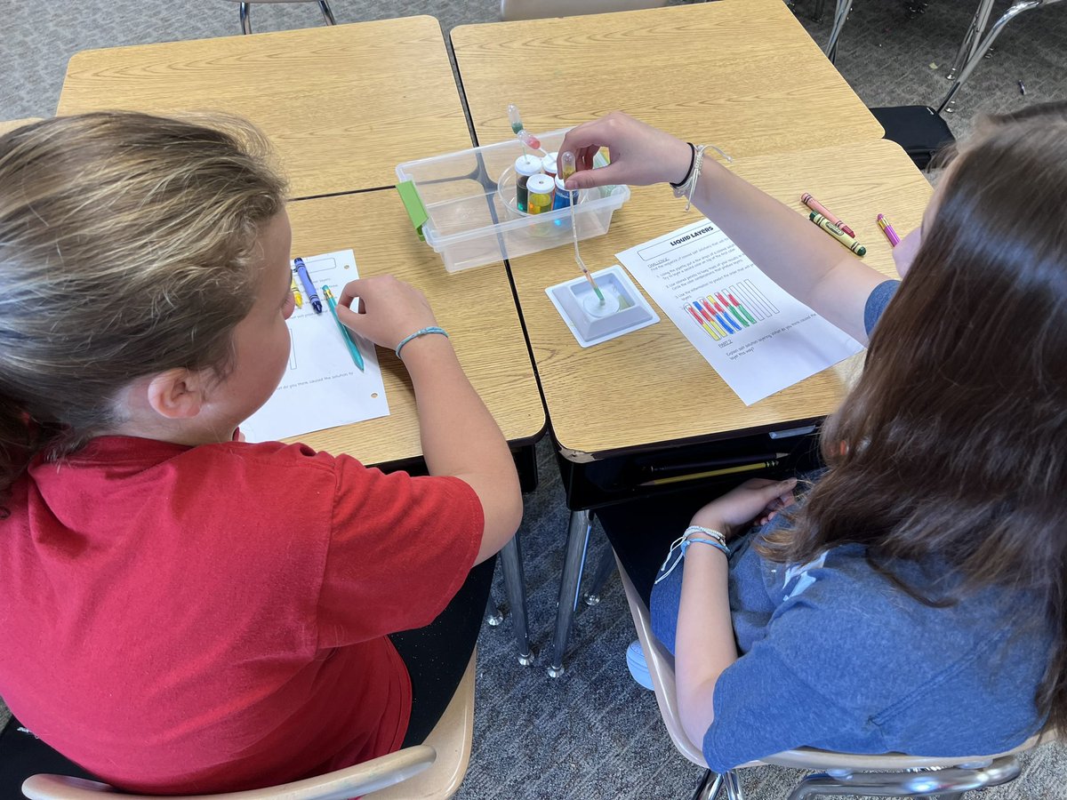 Layering fluids and density…Ss completed an investigation today to see how the two are related. After much trial and error and using what they already know, multiple groups were able to complete the challenge! #moorepride #kkidpride <a href="/MooreElemSchool/">Moore Elem School</a> <a href="/NASDschools/">Northampton Area SD</a>