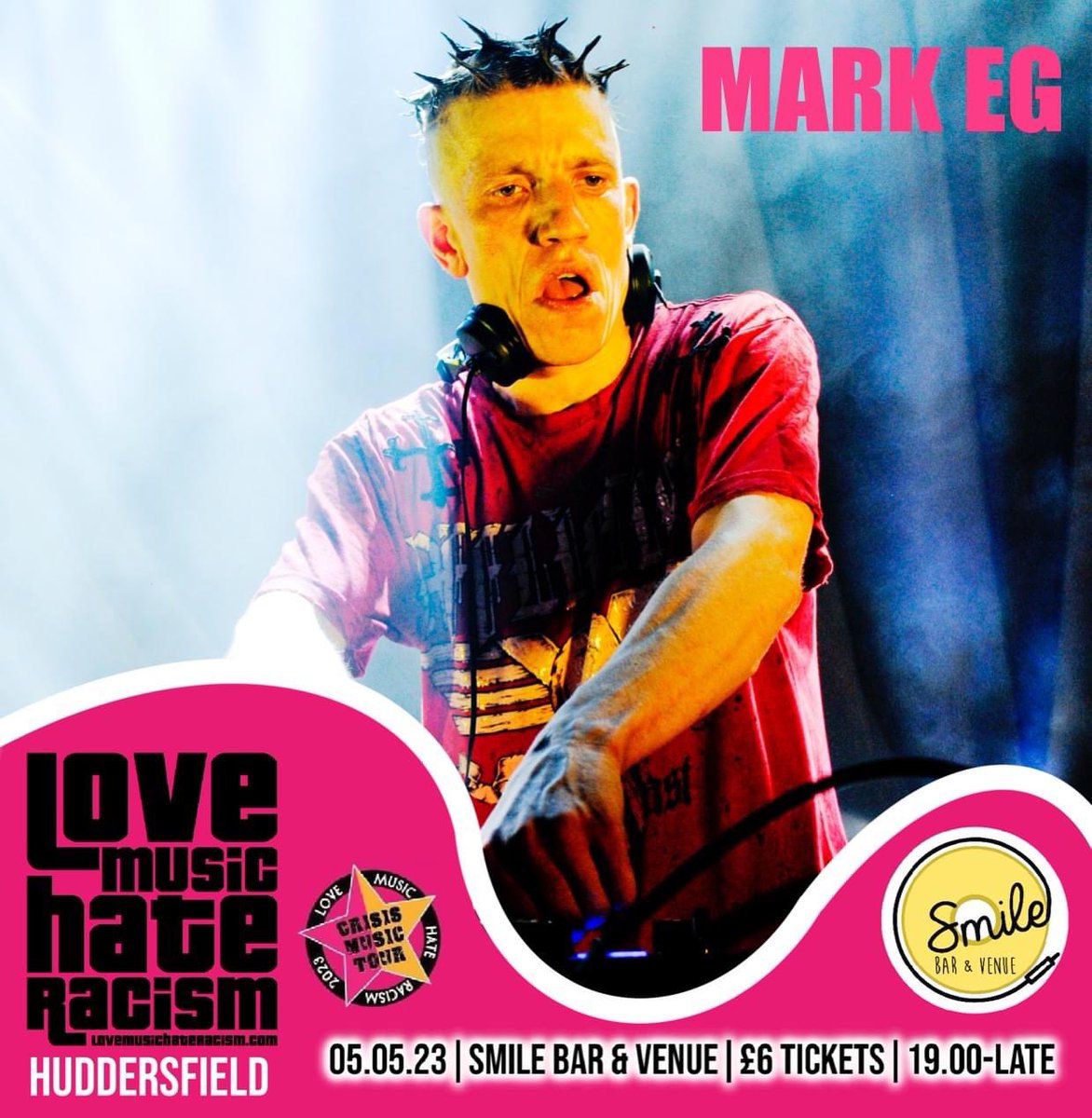 5th May after midnight <a href="/smilebarvenue/">Smilebarandvenue</a> we go all ravey. this giant of the scene is going to help us party in aid of EIE and LMHR

tickets smilebarandvenue.co.uk/event/love-mus… 

Dont miss this CRISIS MUSIC TOUR date. Got a fantastic line up of bands, solo acts, DJs facebook.com/events/6601332…