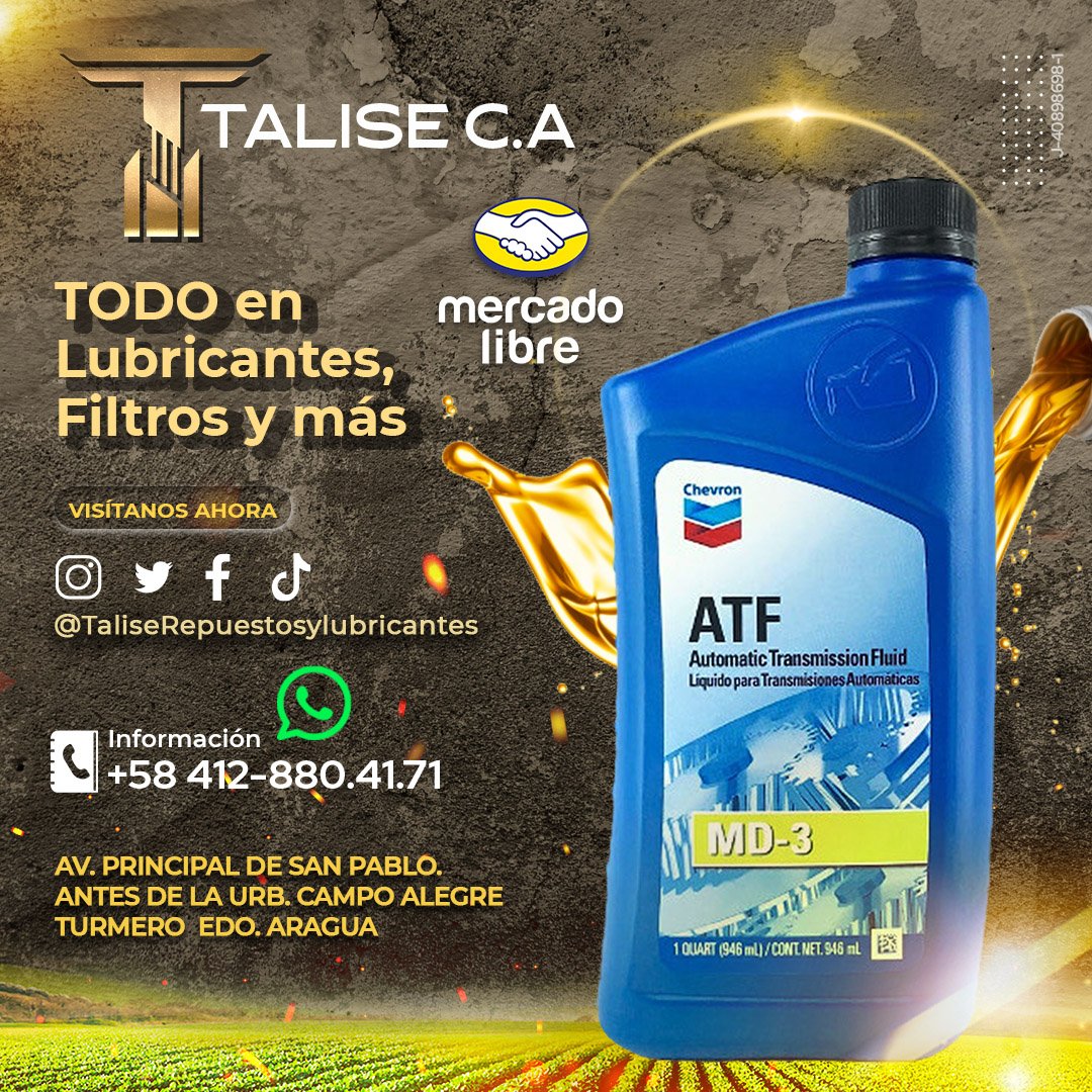 Mantén el poder y la fuerza de tu motor aceite diseñado para un rendimiento sin igual. tenemos los mejores lubricantes 📷 Contáctanos o visítanos +58 412-880.41.71 Tenemos las mejores ofertas. @taliserepuestosylubricantes
instagram.com/p/CrBj6kxt3CN/…