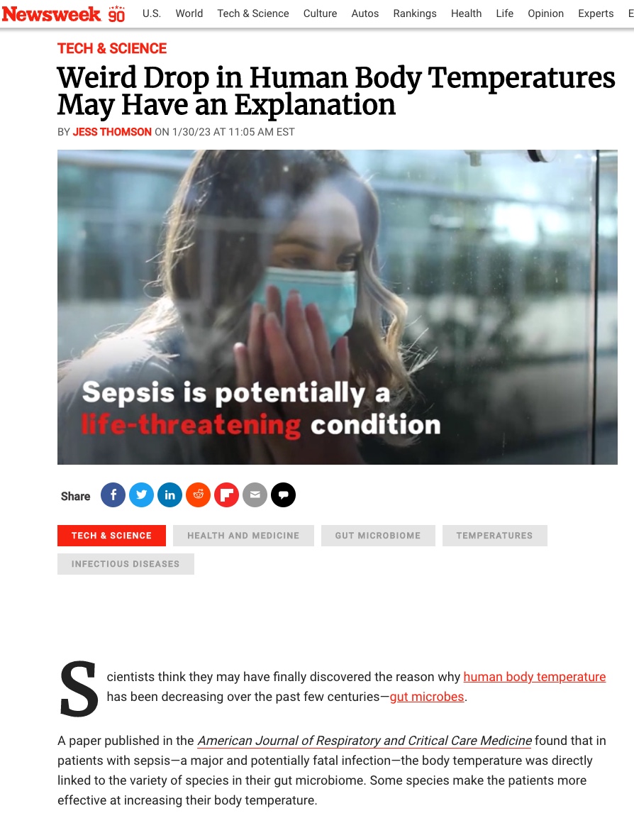 **Gut bacteria control the thermostat**

Both in sepsis and in health, body temperature is modulated by the gut microbiome.

New translational study from from our lab in the Blue Journal: tinyurl.com/4t4569a5

1/n