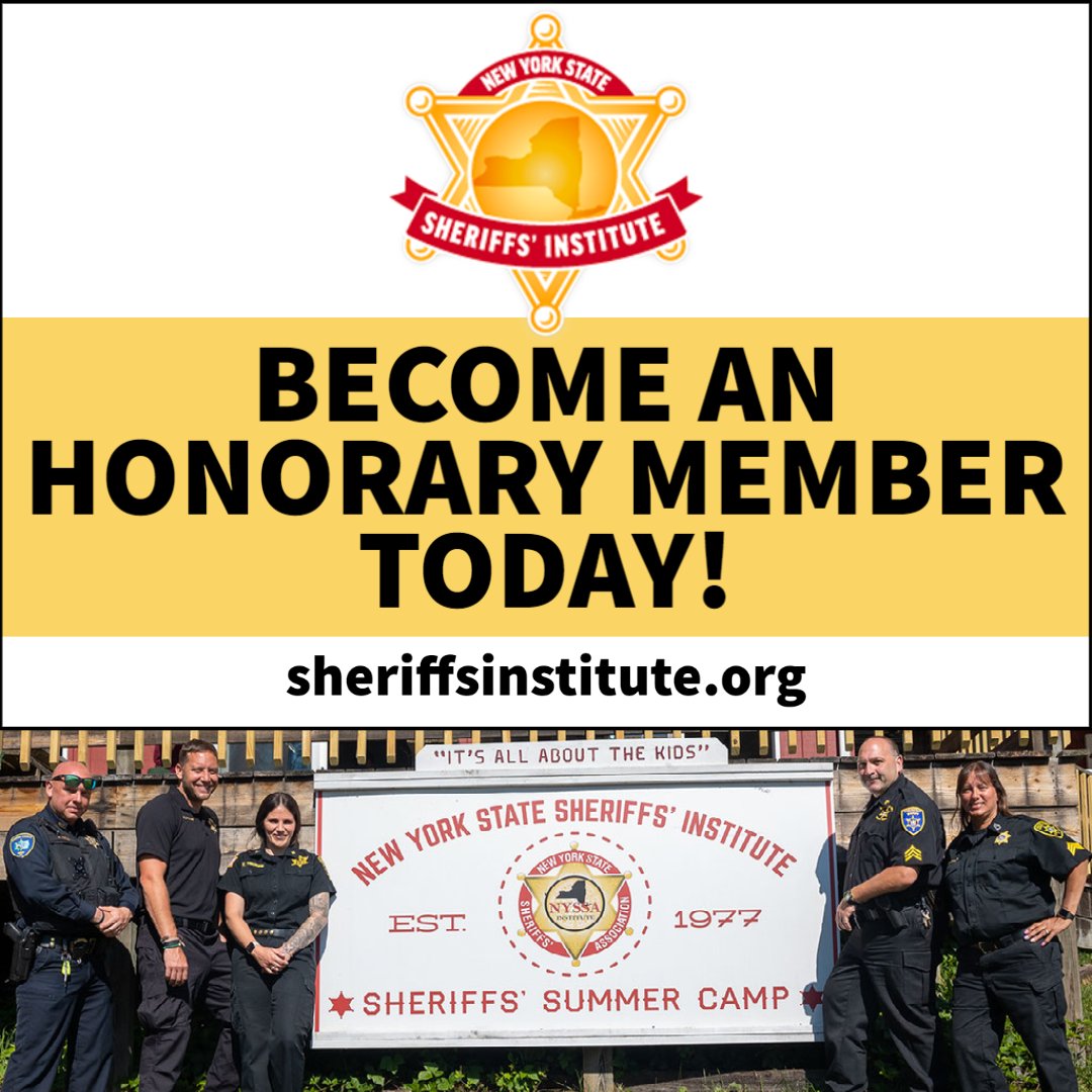NYSSheriff's tweet photo. The New York State Sheriffs’ Institute’s annual Honorary Membership drive has begun across New York State. #Membership dues help to support our robust programming. Please visit https://t.co/WWbQfM19Zr. Your contribution is greatly appreciated. https://t.co/54KXqrwlzJ