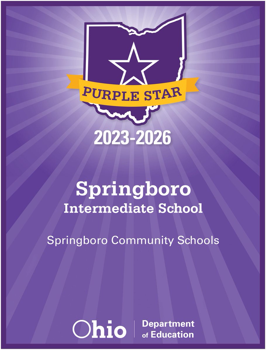 Congrats @Boro_SInews as one of the newest schools across @ohgov to be recognized as a #PurpleStar recipient by @OHEducation! All 6 @BoroPantherNews schools are now #PurpleStar! More - springboro.org/protected/Arti… @OHEducationSupt @SpringboroSuper @Boro_Treasurer @cityofboroOH