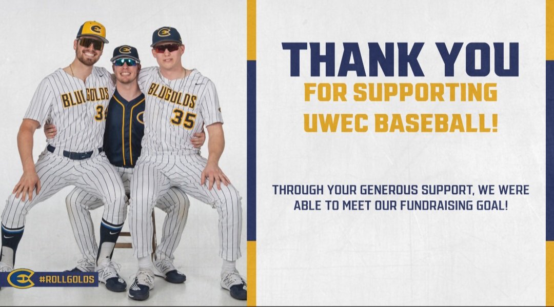 UWECBaseball's tweet photo. Thank you all for your support of Blugold baseball not only during giving week, but all year!! #blugoldball #makehistorynotexcuses https://t.co/mJxxf6hq5n