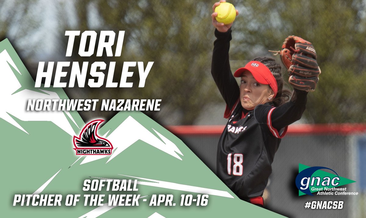 Congrats to Tori Hensley of @NNUSports, the #GNACSB Pitcher of the Week! bit.ly/3L6ytup