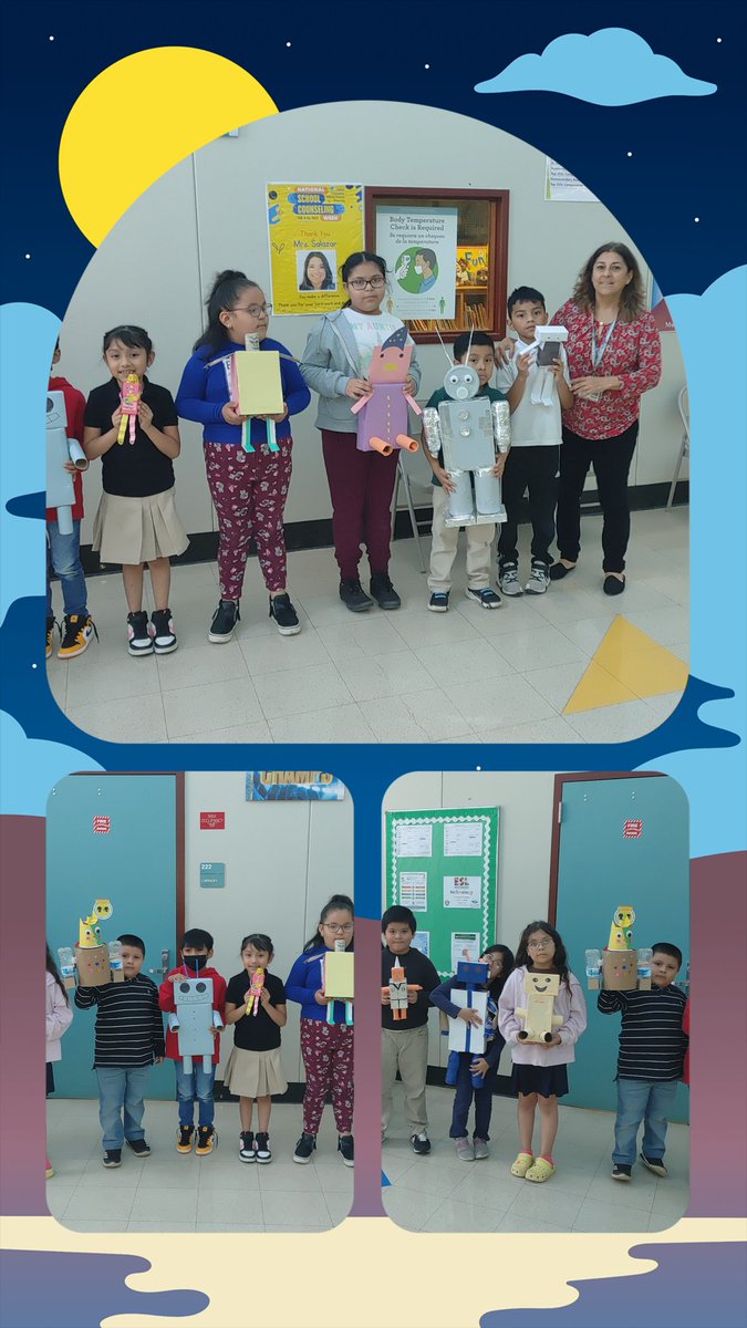 Ms. Penaloza's second graders applying their knowdledge of 3D shapes to create some AMAZING robots. #projectbasedlearning 👏 <a href="/hisdBrookline/">Brookline Elementary</a>