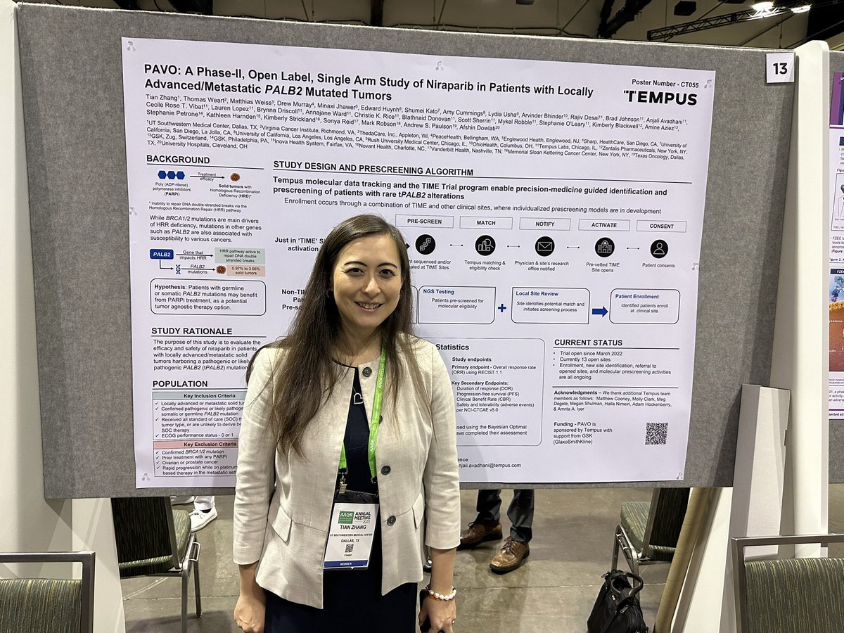 Action packed #AACR23 morning — lots of activity at the clinical trials in progress posters! Here presenting the <a href="/TempusLabs/">OOO</a> PAVO trial - enrolling patients w PALB2 alterations <a href="/utswcancer/">UTSW Simmons Cancer Center</a> &amp; other sites!