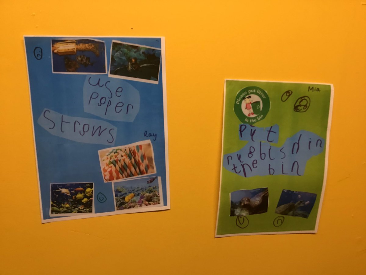 LauraLord35's tweet photo. Before the Easter holiday EYFS @RowParkAcademy completed their challenge outcome. We have been finding out about sea creatures and how to look after our seas. The children enjoyed putting up their posters around school to tell the older children how they can help 🐟 🌊 🐠 https://t.co/kOz9BslWSi
