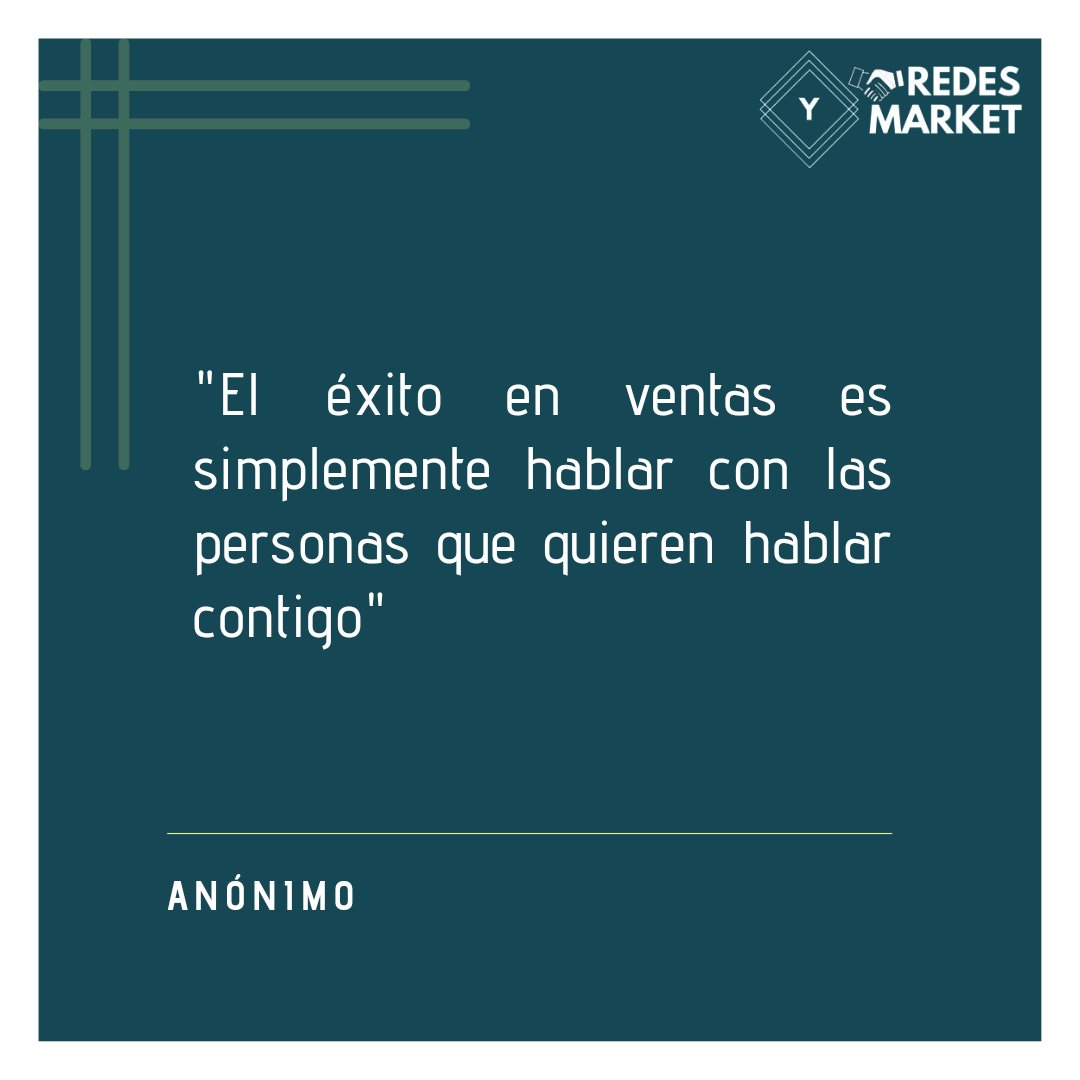 'El éxito en ventas es simplemente hablar con las personas que quieren hablar contigo' - Anónimo.

#ventasb2b #ventasb2c #ventasretail