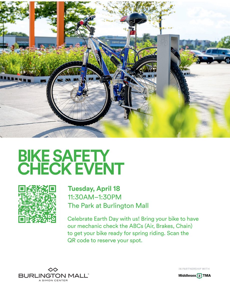 Join Middlesex 3 and <a href="/TransActionA/">TransAction Associates, Inc.</a> TOMORROW from 11:30AM-1:30PM for our FREE Bike Safety Check Event at the <a href="/BurlingtonMalMA/">Burlington Mall</a>! Celebrate #EarthDay with us and bring your bike to have our mechanic check the ABCs (Air, Brakes, Chain). Register here: loom.ly/3X23S6s