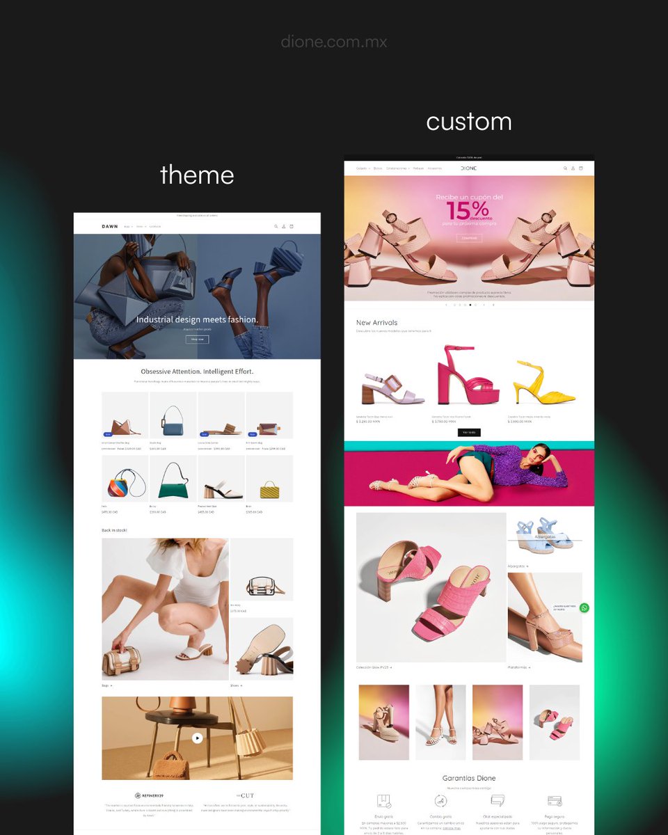 KrownCreates's tweet image. Recientemente entregamos la tienda virtual para Dione. El cliente nos solicitó que este proyecto fuera realizado en Shopify, por la facilidad de operación que le brinda. Visiten su sitio dione.com.mx

#dione #calzado #mexico #calzadomujer #ecomm #zapatosmujer #shopify