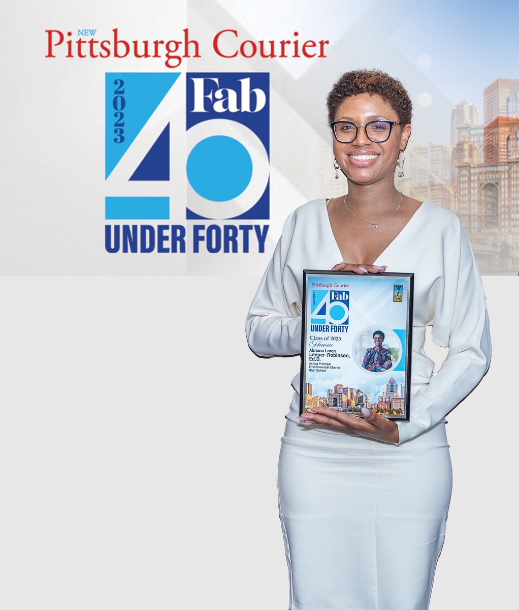Congratulations to Dr. Abriana Leeper, acting ECHS Principal, for being named to the @NewPghCourier 40 under 40 list. Dr. Leeper received her award with peers and colleagues in attendance on Friday, April 14. #GrowingCitizens