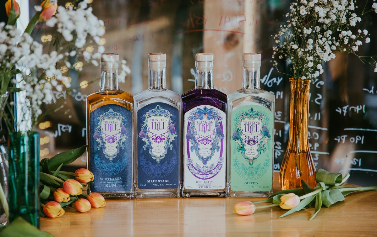 #Spring is here, and what better way to celebrate than with our handcrafted farm-to-flask #spirits?🌸🥃 Crafted with care using locally sourced ingredients, our spirits capture the essence of the season. Shop our spirits online or find a store near you at thinkingtreespirits.com!