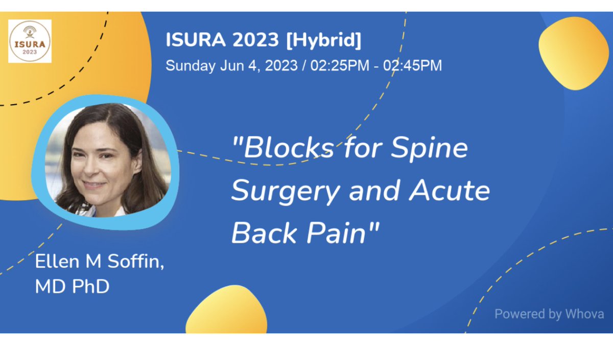 Ready to elevate your regional anesthesia skills for spine surgery and acute back pain? Join Dr. Ellen M Soffin's lecture at #ISURA2023 and get insights on the latest blocks and techniques. Register now at bit.ly/3SLm2qa
#ultrasound #RA #Anesthesia